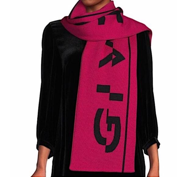 #GIVENCHY Off Center Logo Scarf Fuschia NEW - Picture 1 of 8
